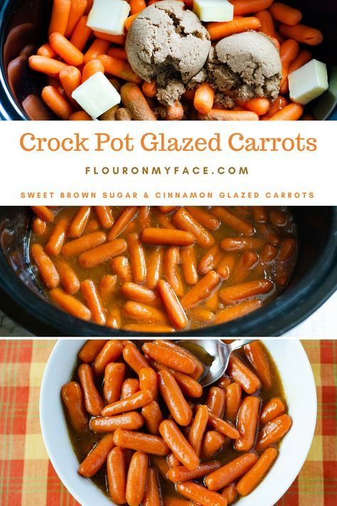 Crock Pot Glazed Carrots with Brown Sugar and Cinnamon via @FlourOnMyFace Carrots With Brown Sugar, Crockpot Glazed Carrots, Crockpot Carrots, Carrots Side Dish, Glazed Carrots Recipe, Carrots Recipe, Honey Glazed, Glazed Carrots, Carrot Recipes