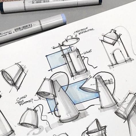 MCKAY NILSON on Instagram: "Getting started with some rough ideation for an upcoming lighting project. What makes a great lamp? I’d love to hear your insights! . . . . . #industrialdesign #idsketching #designlife #designer #designinspiration #graphicdesign #designlovers #illustration #sketchbook #sketch #sketching #productdesign #design #artist #art #freelancer #copic #copicmarkers #copicart #prismacolor #designprocess #lightingdesign" Lamp Sketch Design, Copic Art, Illustration Sketchbook, Presentation Design Template, Light Project, Presentation Design, Copic, Design Sketch, Lamp Design