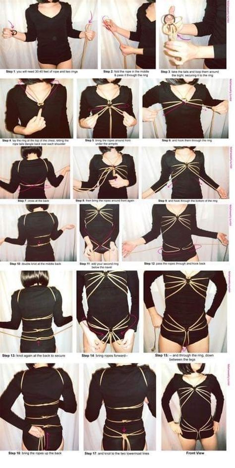 Diy Body Harness, Rope Dress, Harness Fashion, Rope Knots, Curtain Rings, Fire Fits, Leather Lingerie, Body Harness, Shower Curtain Rings