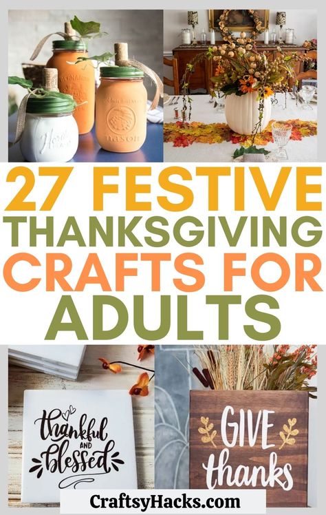 27 Thanksgiving Crafts for Adults - Craftsy Hacks Harvest Crafts For Adults, Turkey Crafts For Adults, Turkey Decorations Diy, Thanksgiving Crafts For Adults, Thanksgiving Crafts To Make, Harvest Crafts, Diy Scarecrow, Diy Turkey, Thanksgiving Crafts Diy