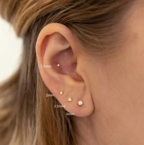 Helix Stud Earrings, Flat Piercing, Multiple Ear Piercing, 3 Earrings, Tragus Stud, Multiple Ear Piercings, Cartilage Stud, Flat Back Earrings, Tragus Earrings