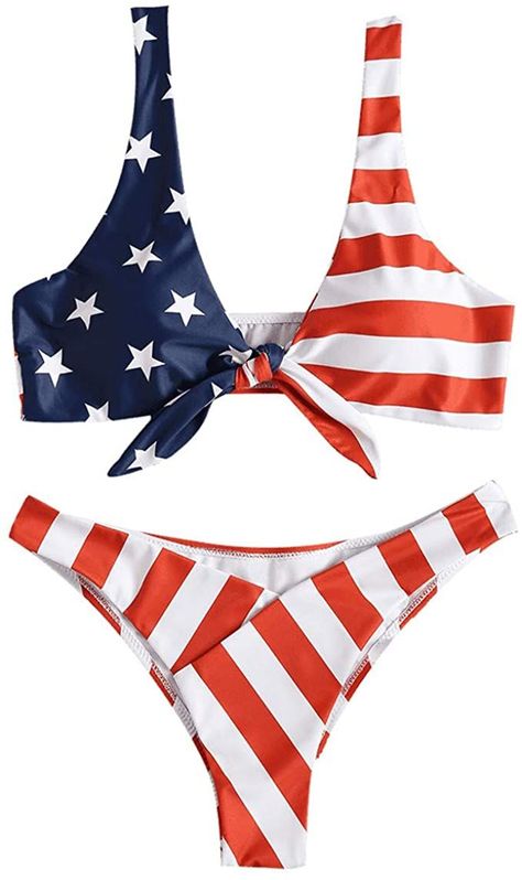 American Flag Tie, Triangle Bathing Suit, Padded Swimwear, American Flag Print, Cute Bathing Suits, Swimwear Sets, Cheeky Bikinis, Bustiers, Push Up Bra