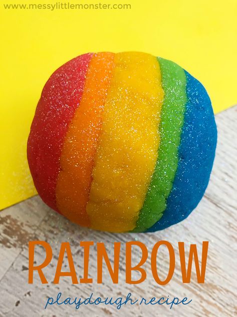 Rainbow coloured playdough recipe. Make your own play dough using our easy homemade playdough recipe instructions. A rainbow theme project for toddlers, preschoolers and kids. Easy Homemade Playdough, Edible Play Dough Recipe, Rainbow Playdough, Playdough Ideas, Make Your Own Playdough, Easy Homemade Playdough Recipe, Sensory Play Recipes, Easy Indoor Activities, Edible Playdough