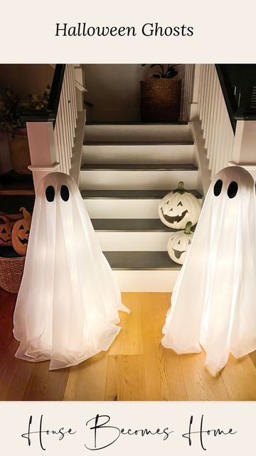 Farmer House, Halloween Decorations Spooky, Ghost Halloween Decor, Dollartree Diy, Diy Ghost, Halloween Diy Outdoor, Cute Halloween Decorations, Halloween Ghost Decorations, Ghost Diy