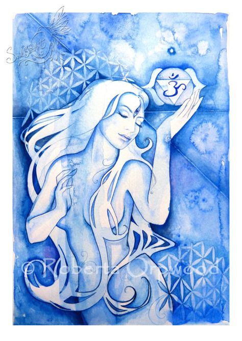 Chakra Goddess, Chakra Painting, Blue Goddess, Art Chakra, Vishuddha Chakra, Art Visionnaire, Chakra Heilung, Chakra Art, Psy Art