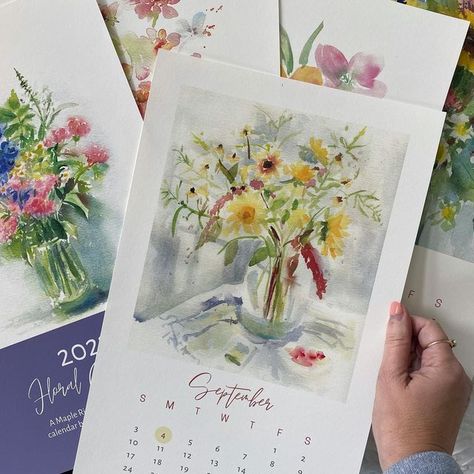 Watercolor Calendar Ideas, Watercolour Calendar, Artistic Calendar, Flower Calendar, Watercolor Calendar, Up Date, Calendar Ideas, The Calendar, Art Calendar