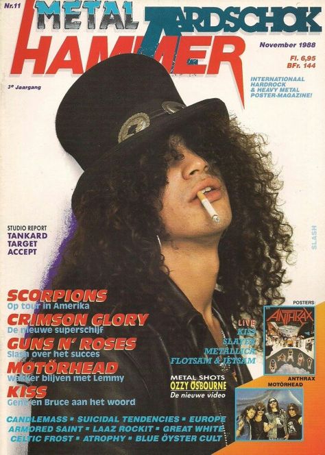 Slash Slash Poster, Slash 90s, Slash Wallpaper, Metal Hammer Magazine, Saul Hudson, Blue Oyster Cult, Metal Magazine, Glam Metal, Axl Rose