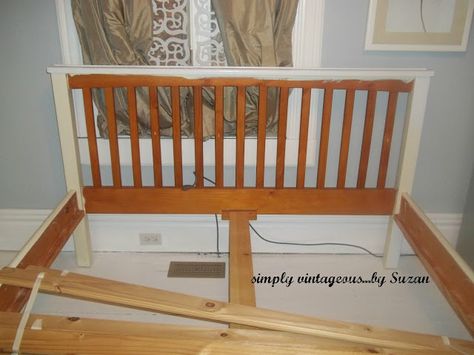 headboard transformation, diy, painted furniture, repurposing upcycling, woodworking projects, By placing a piece of MDF on top of the slats Headboard Transformation, Simple Woodworking Ideas, Headboard Update, Headboard Redo, Painted Bed Frames, Diy Painted Furniture, Headboard Makeover, Stool Woodworking Plans, Slat Headboard