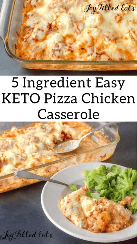 Chicken Pizza Casserole, Casserole Pizza, Keto Pizza Casserole, Low Carb Pizza Recipes, Low Carb Marinara, Casserole Chicken, Pizza Chicken, Joy Filled Eats, Pizza Casserole