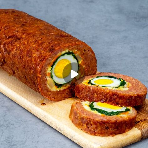 Cookrate on Instagram: "Minced meat roulade, using an old German recipe! The tastiest thing you have ever eaten!

Ingredients:
minced meat - 800 g
eggs - 2 pieces
salt - 5 g
black pepper - 5 g
sweet paprika - 5 g
bread crumbs - 30 g
oil - 20 ml

for the saute:
onion - 2 pieces
carrot - 1 piece
canned mushrooms - 100 g
salt - 3 g
black pepper - 3 g
spinach - 30 g
cheese cream- 100 g
hard cheese - 50 g
eggs - 5 pieces
water - 700 ml
TO BOIL 10 MIN
IN THE OVEN 130 °C/50 minutes

for the salad:
cucumbers - 2 pieces
red bell pepper - 50 g
yellow bell pepper - 50 g
olive oil - 20 ml
sesame seeds - 20 g
garlic - 2 cloves
soy sauce - 30 ml
lemon juice - 20 m
salt - 3 g
paprika - 3 g
parsley - 20 g" Sweet Paprika, Canned Mushrooms, Minced Meat, Meatloaf Recipes, Sesame Seeds, Bread Crumbs, Meatloaf, Black Pepper, Stuffed Bell Peppers