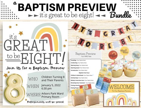 Baptism Preview I Great to Be Eight Invitation and Program - Etsy Lds Primary Presidency, Great To Be Eight, Great To Be 8, Lds Baptism Program, Baptism Program, Primary Presidency, Primary Program, Lds Baptism, Opening Prayer