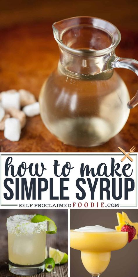 Simple Syrup For Cocktails, Syrup For Cocktails, Simple Syrup Cocktails, Simple Syrup Recipes, Cocktail Syrups, Make Simple Syrup, Homemade Syrup, Classic Kitchen, Cocktail Drinks Recipes