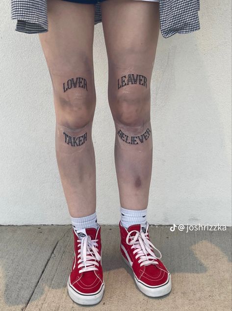 Knee Tattoo, Word Tattoos, Word Wrap, Above Knee, Above The Knee, Tattoo Drawings, Tattoos And Piercings, The Words, Over The Knee