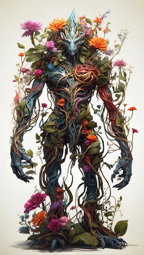 Flower Humanoid, Vine Monster, Plant Humanoid, Monster Plant, Plant Monster, Plant People, Samurai Warriors, Wood Elf, Dnd Monsters