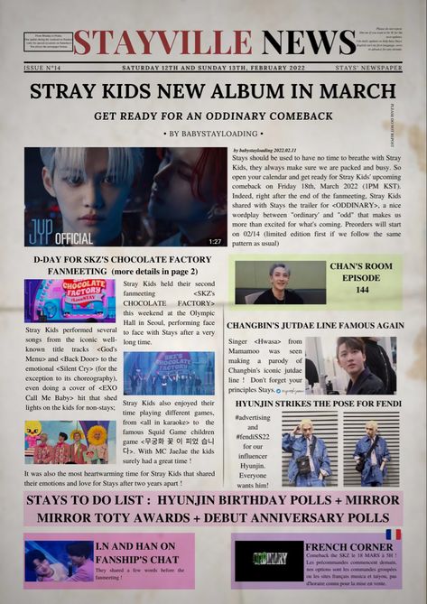 Kpop Newspaper, Sanrio Newspaper, Skz Newspaper, Txt Newspaper, Korean Newspaper, Newspaper Template Editable, Mini Printer, Ni Idea, Newspaper Printing