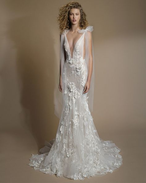 Wedding dress, [Gala by Galia Lahav](https://www.brides.com/photo/wedding-dresses/designer/galia-lahav?) Galia Lahav Wedding Dress, Galia Lahav, Sophisticated Bride, Wedding Gowns Mermaid, White Wedding Dress, V Neck Wedding Dress, A Wedding Dress, Chapel Train, Bridal Fashion Week