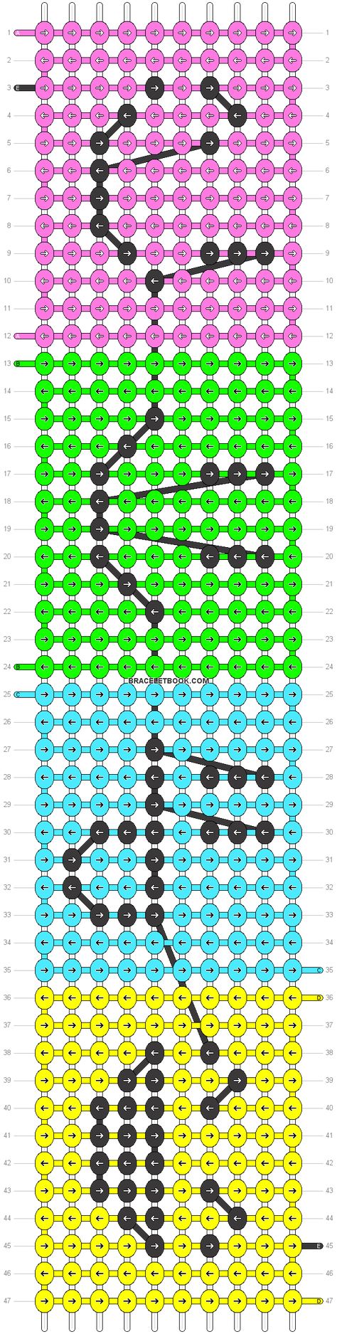 Alpha pattern #9148 | BraceletBook Bracelet Book, Fringe Bracelet, Smiley Faces, Alpha Pattern, Alpha Patterns, Friendship Bracelet Patterns, Bracelet Patterns, Friendship Bracelet, Smiley