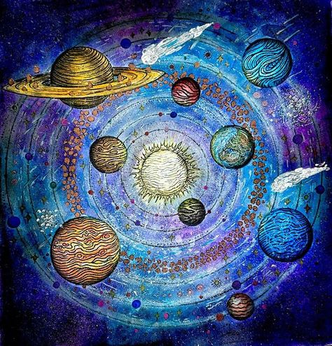 Mercury Painting, Solar System Drawing, Planets Drawing, Outer Gods, Solar System Painting, Mercury Venus Earth Mars, Planets Mercury, Uranus And Neptune, Solar Planet