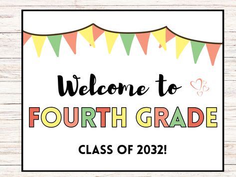 Welcome to Fourth Grade Sign and Tags, Back to School Gift Tags, Back to School Printable, Digital Download, Welcome Back to School Kindergarten Photo Backdrop, Welcome To Kindergarten Sign, Back To School Gift Tags, Kindergarten Photos, Welcome To Kindergarten, Starting Kindergarten, Classroom Signs, Starting School, Welcome Back To School