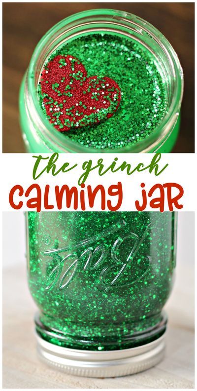 Feeling Grinchy, Calming Jars, Elementary Crafts, Christmas Ideas For Kids, Calming Jar, Calm Down Jar, Family Blessings, Grinch Crafts, Grinch Christmas Party