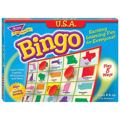 U.S.A. Bingo Game * You could get even more details by clicking the image. (This is an affiliate link). #mistletoe Formative Assessment Tools, States Capitals, States And Capitals, State Capitals, Middle Schoolers, Eighth Grade, All 50 States, Bingo Games, Hobby Games