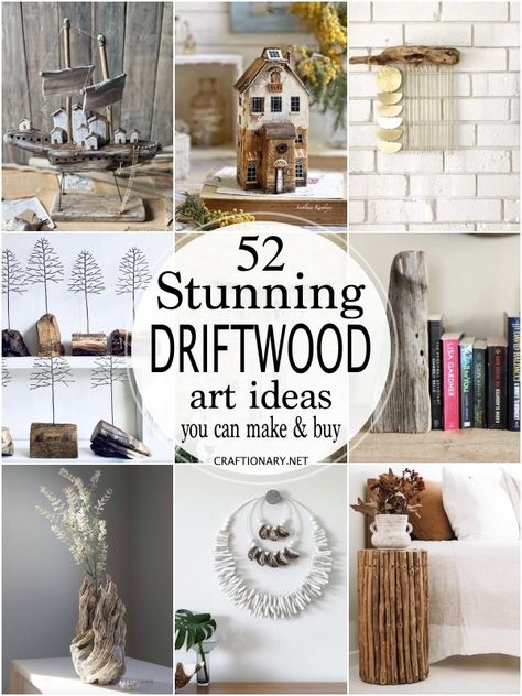 Driftwood art and driftwood decor are a popular DIY craft that is sold is handmade boutiques and shops as driftwood projects as valuables. Easy Driftwood Crafts, Driftwood Sailboat Diy, Driftwood Garden Art, Diy Driftwood Wall Art, Drift Wood Ideas Diy Projects Decor, Diy Sea Decor, Driftwood Shelf Diy, Driftwood Trees Diy, Driftwood Painting Technique