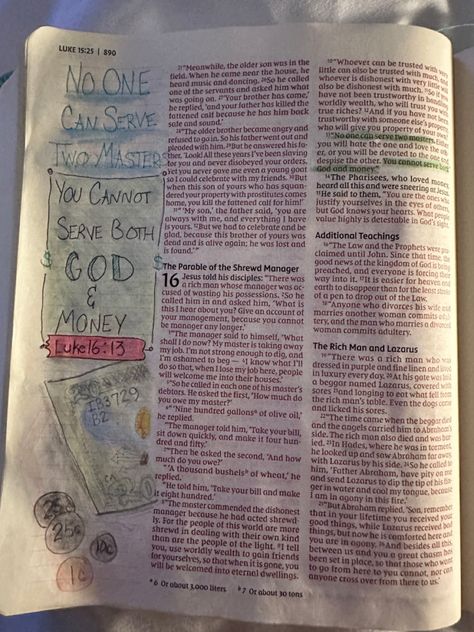 Bible Journaling Luke 16 Luke 16 Bible Journaling, Luke Bible Journaling, Luke Bible, Scripture Journal, Notes Journal, Scripture Journaling, Bible Journal, Can You Be, Bible Art