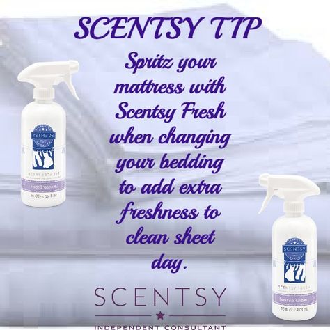 Scentsy Thursday Tips, Scentsy Products Pictures, Scentsy Hacks And Tips, Scentsy Tuesday Posts, Scentsy Tip Tuesday, Scentsy Fresh Fabric Spray, Messenger Party, Scentsy Fresh, Scentsy Hacks