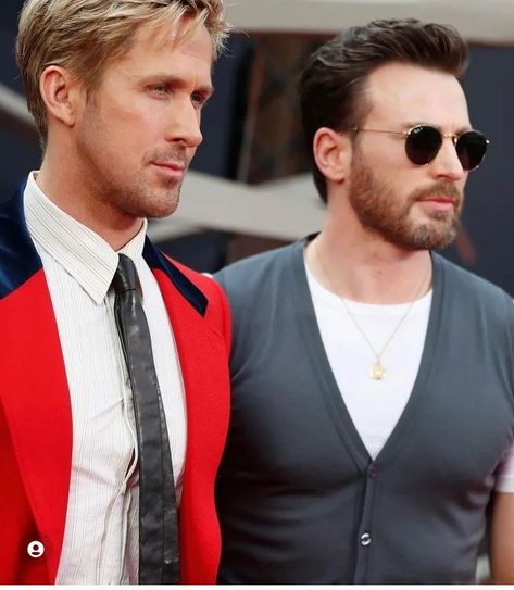 Ryan Gosling & Chris Evans Ryan Gosling And Jake Gyllenhaal, Ryan Gosling And Chris Evans, Jake Gyllenhaal, Ryan Reynolds, Ryan Gosling, Steve Rogers, Chris Evans, Captain America, Gentleman