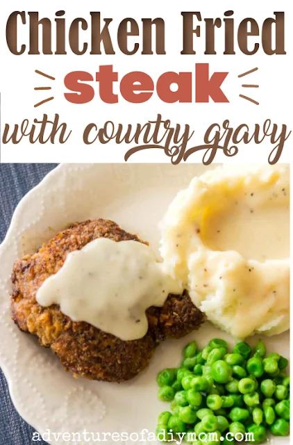 Craving some classic comfort food? Then you gotta try chicken fried steak with country gravy - it's the best, and so easy to make! Country Fried Steak And Gravy Recipe, Best Chicken Fried Steak Recipe, Fried Steak And Gravy, Country Gravy Recipe, Steak And Gravy, Chicken Fried Steak Recipe, Breaded Steak, Fried Steak Recipes, Baked Meat Recipes