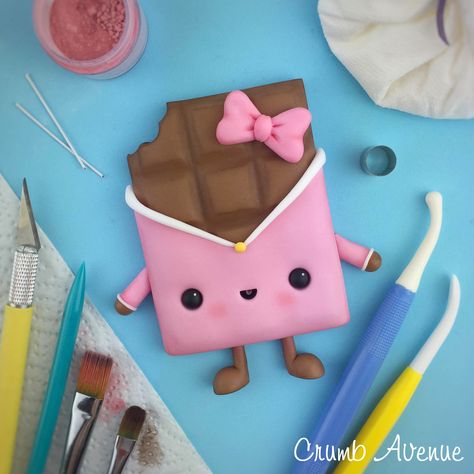 Cute Chocolate, Polymer Clay Kawaii, Cake Topper Tutorial, Fondant Tutorial, Tanah Liat, Fondant Toppers, Fondant Figures, Cute Polymer Clay, Clay Food