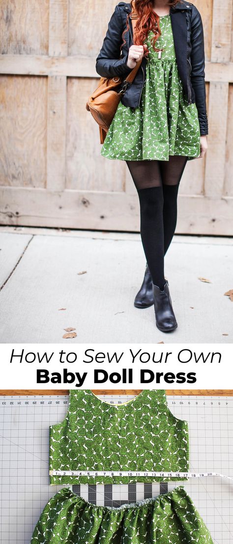 How to make a baby doll dress Cotton Sewing Projects Clothes, Baby Doll Shirt Pattern, Easy Dress Making Ideas, Diy Easy Dress Pattern, Easy Dress No Pattern, How To Make A Babydoll Dress, Easy Babydoll Dress Pattern, Babydoll Dress Sewing Pattern Free, Cottagecore Dress Sewing Pattern