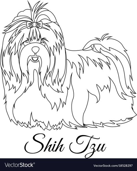 Drawing Shih Tzu, Dog Outline Drawing, Ear Outline Tattoo, Long Haired Dog Breeds, Yoga Dog Pose, Ear Outline, Scottie Puppies, Dog Line Drawing, Dog Texts