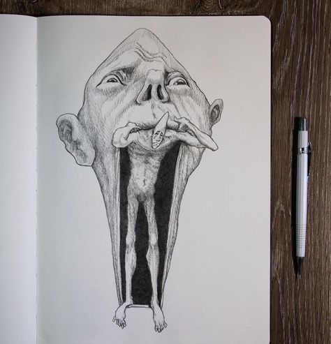 Surrealism Drawing, Scary Drawings, Arte Grunge, Dark Art Tattoo, Grunge Art, Dark Art Drawings, Art Diary, Arte Inspo, Doodle Art Designs