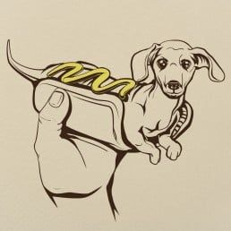 Hot Dog Tattoo, Hot Dog Dog, Dachshund Hot Dog, Arte Dachshund, Celtic Cats, Animal Food, Coffee Tees, Boston Terrier Dog, Dogs Tee