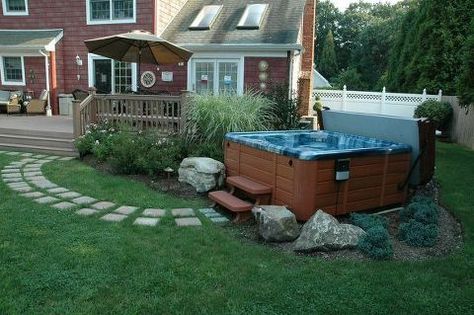 Hometalk Backyard Hot Tub Privacy, Hot Tub Deck Design, Hot Tub Area, Custom Hot Tubs, Hot Tub Landscaping, Hot Tub Designs, Hot Tub Patio, Cedar Hot Tub, Portable Hot Tub