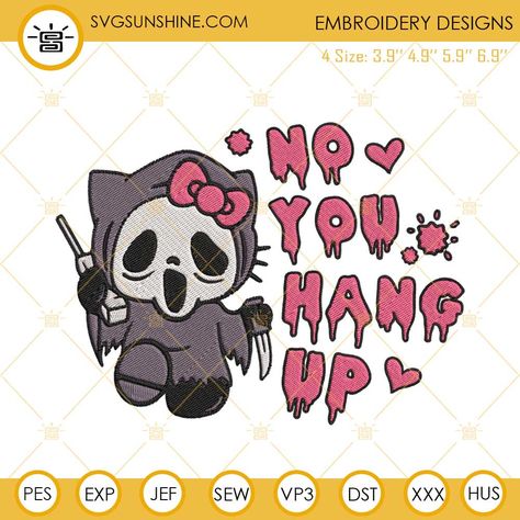 Scream Hello Kitty, Ghostface Hello Kitty, Hello Kitty Ghostface, Horror Hello Kitty, Bouquet Toppers, Spooky Hello Kitty, Hello Kitty Horror, Screaming Drawing, Nail Templates