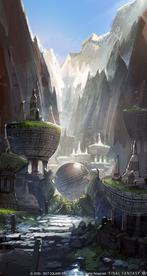 New Dungeon Art - Final Fantasy XIV: Stormblood Art Gallery Sci Fi Landscape, Fantasy Background, Fantasy City, Fantasy Castle, Fantasy Setting, Fantasy Places, Landscape Scenery, Final Fantasy Xiv, Fantasy Concept Art