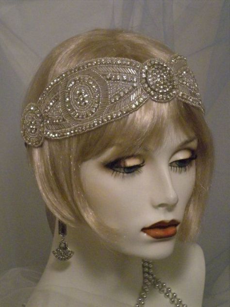 Old Hollywood Vintage, Silver Headpiece, Style Année 20, Flapper Headpiece, Gatsby Headband, 1920s Headpiece, Hollywood Vintage, Art Deco Hair, Great Gatsby Fashion