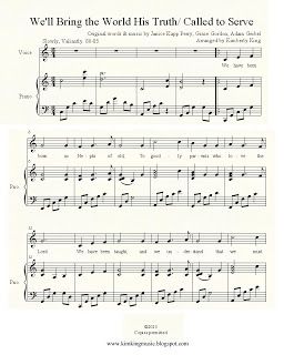 FREE LDS sheet music. Missionary Medley- We'll Bring the World His Truth/ Called to serve. Lds Music, Lds Primary Singing Time, Called To Serve, Hymn Music, Primary Chorister, Primary Songs, Primary Singing Time, Missionary Work, Primary Music