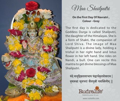 Navaratri Day 1 Shailaputri, Shailaputri Devi Images, 1st Day Of Navratri, Shailaputri Devi, Navaratri Day 1, Navratri Mata, Hindu Images, Hindu Goddesses, Adi Shakti