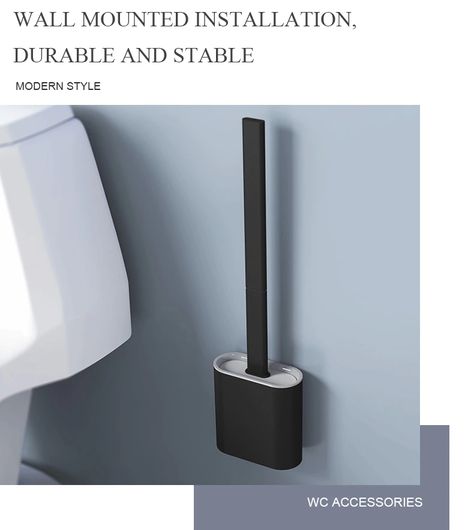 Soft Tpr Silicone Head Toilet Brush With Holder Black Wall-mounted Detachable Handle Bathroom Cleaner Durable Wc Accessories - Toilet Brush - AliExpress Toilet Bowl Brush, Ventilation Design, Toilet Brushes And Holders, Black Toilet, Traditional Toilets, Toilet Bowls, Wall Mounted Toilet, Bathroom Cleaner, Silicone Brush