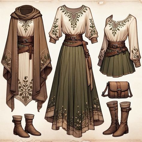 Ren Faire Outfits Accessories, Medevial Outfits Women, Middle Ages Clothing Woman, D&d Character Outfits, Acotar Outfits Casual, Elven Aesthetic Clothes, Yaelokre Outfit Ideas, Goddesscore Outfits, Ren Faire Outfits Elf