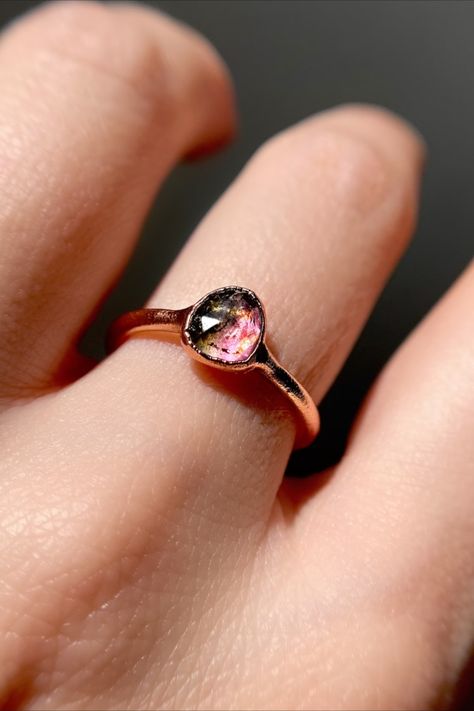 Electroformed Ring, Watermelon Tourmaline Ring, Raw Gemstone Jewelry, Pink Tourmaline Ring, Handmade Rings, Tourmaline Ring, Watermelon Tourmaline, Pink Ring, Elegant Ring