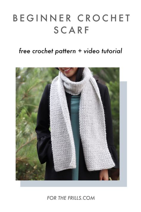 Beginner Crochet Scarf, Easy Crochet Scarf, Crochet Scarf For Beginners, Easy Beginner Crochet Patterns, Crochet Beginners, Twig Crafts, Crochet Scarf Easy, Crochet Stitches Chart, Knitting Patterns Free Scarf