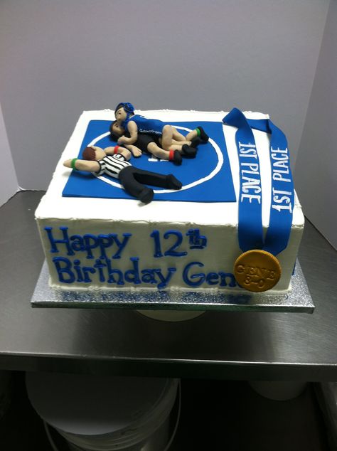 Wrestling cake #luckytreats #wrestling Wrestling Birthday Cakes, Wrestling Cake, High School Wrestling, Yummy Cake Recipes, Wrestling Birthday, Wrestling Party, Soccer Things, Bday Stuff, Wrestling Quotes