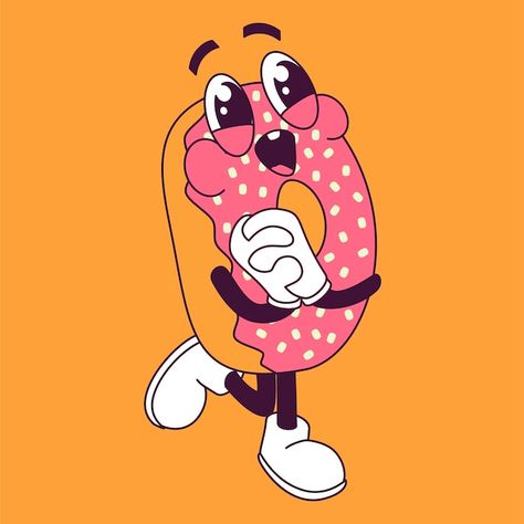 Vector donut retro cartoon vector illust... | Premium Vector #Freepik #vector #funny-food #food-character #funny-character #vintage-character Donut Character Design, Donuts Illustration, Donut Character, Food Character, Donut Cartoon, Brand Character, Retro Cartoon, Funny Food, Funny Character