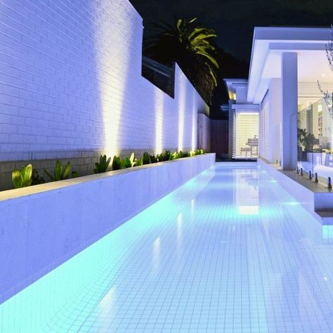 Top 60 Best Pool Lighting Ideas - Underwater LED Illumination Pool Lighting Ideas, Portugal Villa, Pool Lighting, Water Technology, Led Pool Lighting, Stock Tank Pool, Pool Colors, Pools Backyard, Pond Water Features