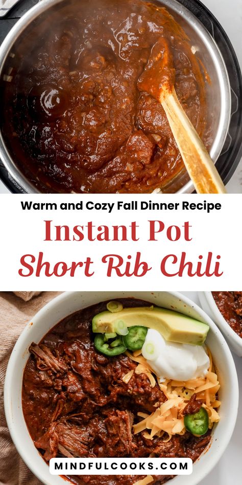 Sticky Short Ribs Instant Pot, Short Rib Chili Slow Cooker, Short Rib Chili Recipe, Rib Chili Recipe, Short Ribs Chili Recipe, Short Rib Chili, Tomato Chili, Chili Party, Boneless Short Ribs