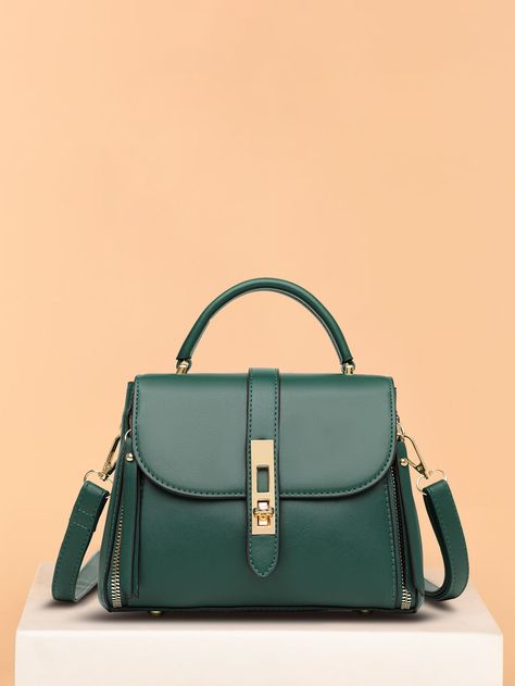 Green Fashionable   PU Leather  Square Bag    Women Bags Hang Bag, Minimalist Handbag, Beg Tangan, Pu Leather Bag, Crossbody Bag Women, Retro Stil, Estilo Retro, Square Bag, Bag For Women